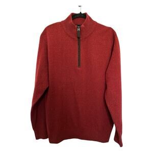 Orvis men's quarter-zip pullover sweater in red Size M 100% Wool
